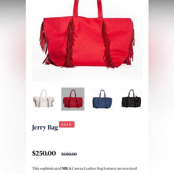 ❤️M.I.L.A Red with Fringe Travel Bag❤️ - Picture 5 of 5